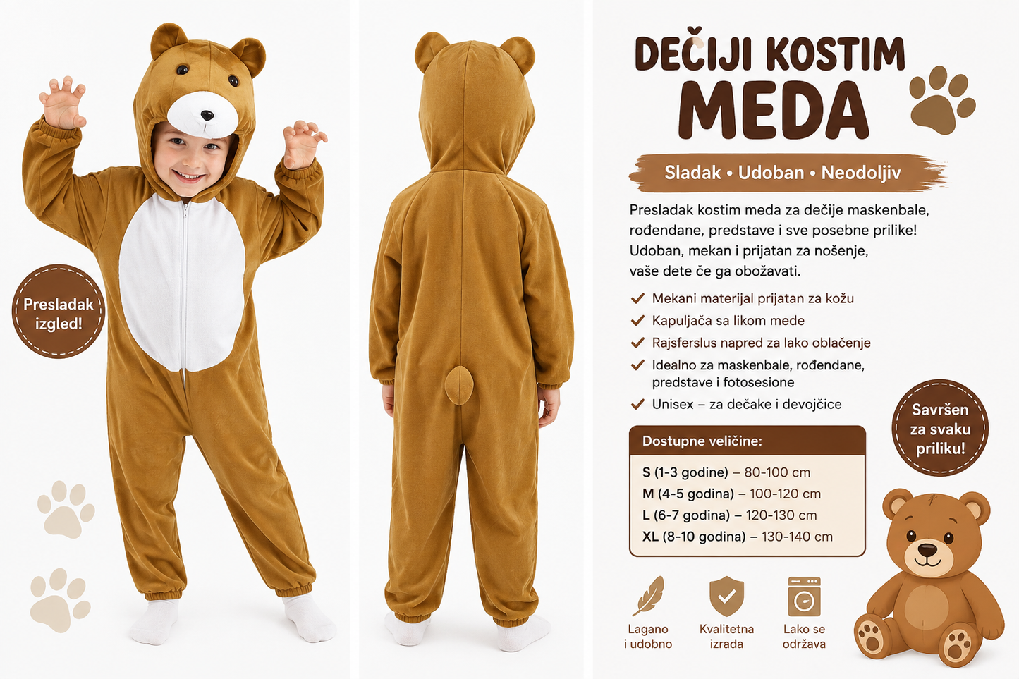 Kostim medved meda za decu